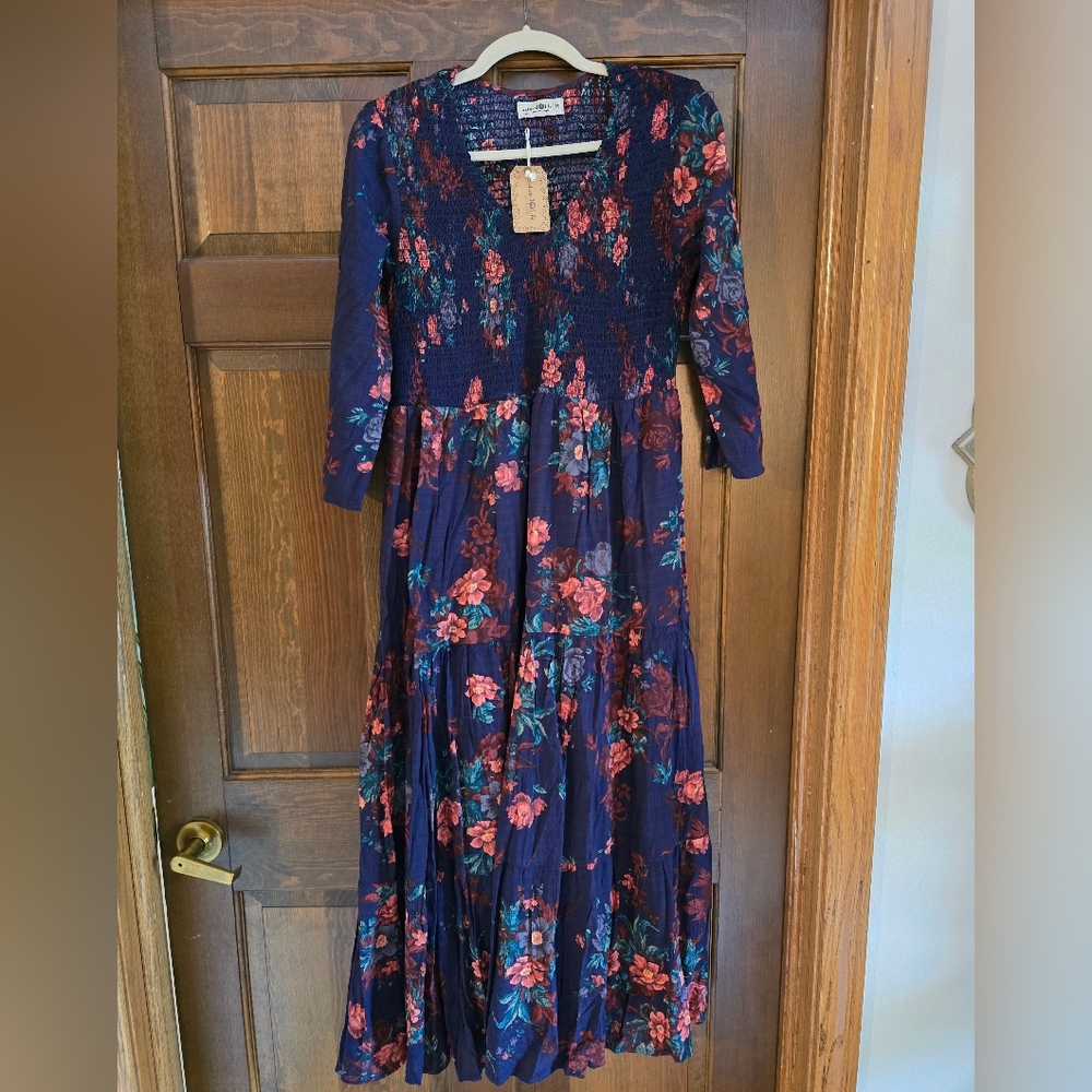 Natural Life Floral Maxi Dress - Navy and Red